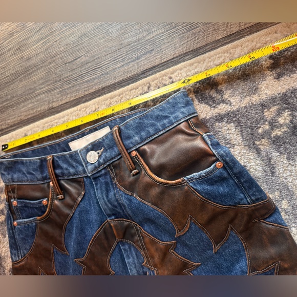 MOTHER the Saloon Heel Blue and Brown Wide Leg Jeans - Picture 7 of 10